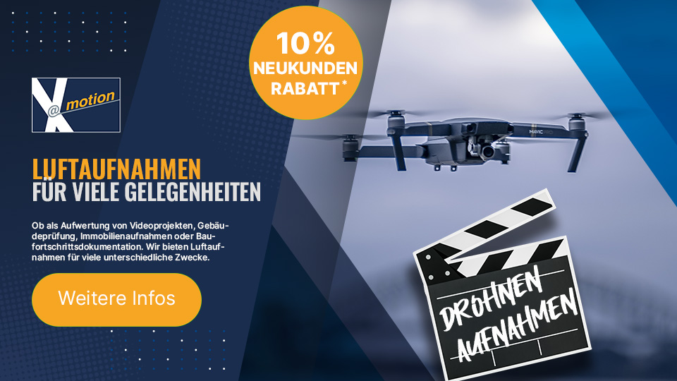 Professionelle Drohnenaufnahmen für Events, Bauprojekte und Immobilien – Jetzt 10% Rabatt für Neukunden sichern